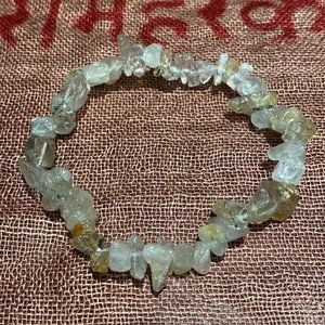 Rutilated Quartz Chips Stretch Bracelet